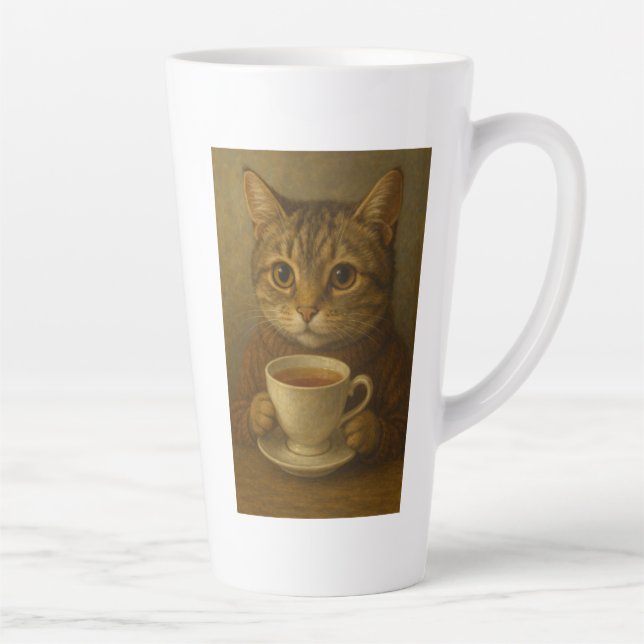 Taza De Café Latte Un gatito lindo bebiendo té contigo. (Derecha)