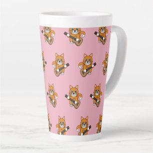 Taza De Café Latte Un gato blanco Naranja lindo tocando Personalizado