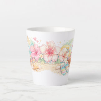 Taza De Café Latte Un hermoso diseño de verano inspirado en flores