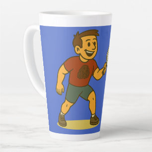 Taza De Café Latte Un hombre jugando pickleball con el perro de los p