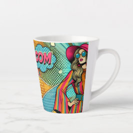 Taza De Café Latte Un ilustracion de moda al estilo retro del pop