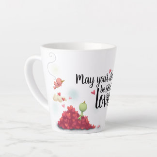 Taza De Café Latte Un lindo pájaro y un mensaje de cumpleaños de cora