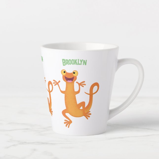 Taza De Café Latte Un naranja alegre y lindo bailando (Derecha)
