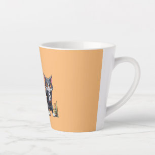 Taza De Café Latte un perro policía y un gato malo - humor