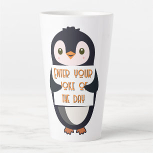 Taza De Café Latte Un pingüino sosteniendo un cartel con texto person