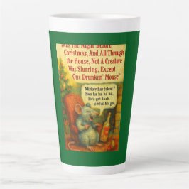 Taza De Café Latte Un ratón borracho: Caos en la tarjeta de Navidad