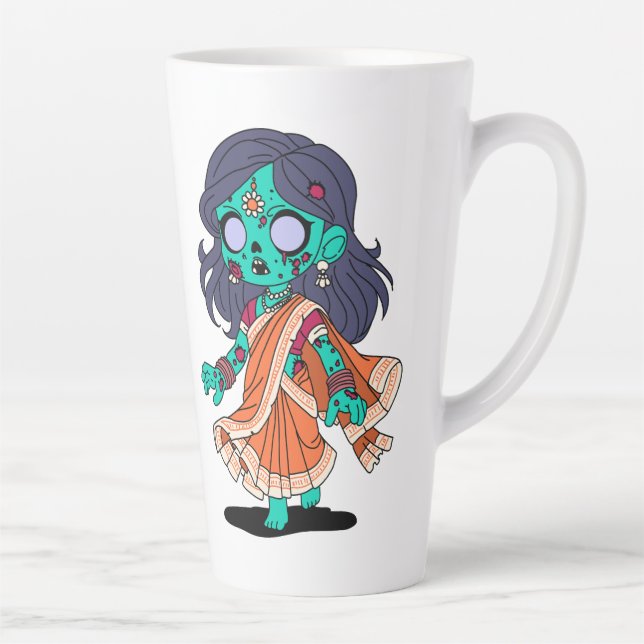 Taza De Café Latte Un zombi indio lindo (Derecha)