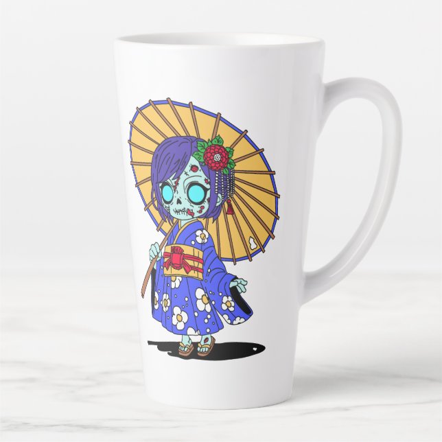 Taza De Café Latte Un zombi japonés lindo (Derecha)
