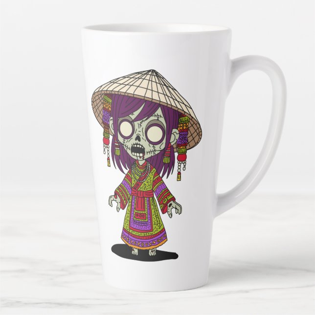 Taza De Café Latte Un Zombie Vietnamita lindo (Derecha)