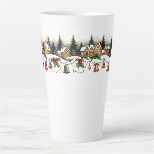 Taza De Café Latte Una aldea envuelta en magia navideña