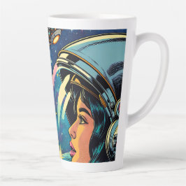 Taza De Café Latte Una astronauta se encuentra con un extranjero extr