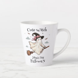 Taza De Café Latte Una bruja simple y elegante primero de Halloween