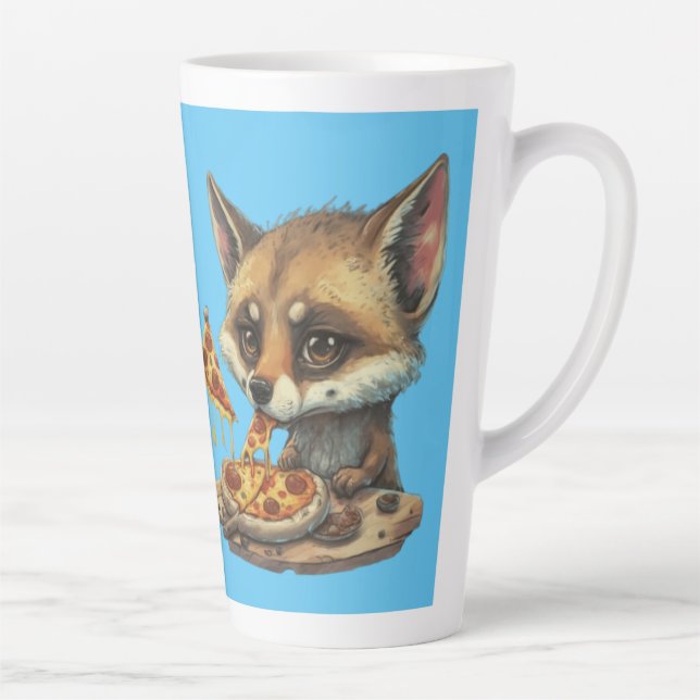 Taza De Café Latte Una divertida pizza comiendo coyote (Derecha)