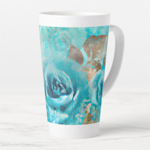 Taza De Café Latte Una serie de diseño de efímera shabby chic azul 7