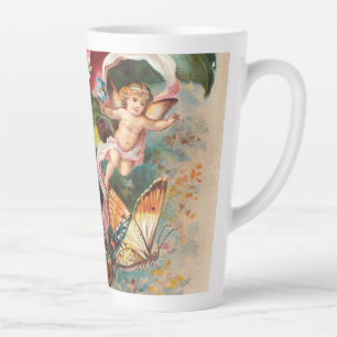 Taza De Café Latte Una tarjeta postal vintage de Navidad de la era vi
