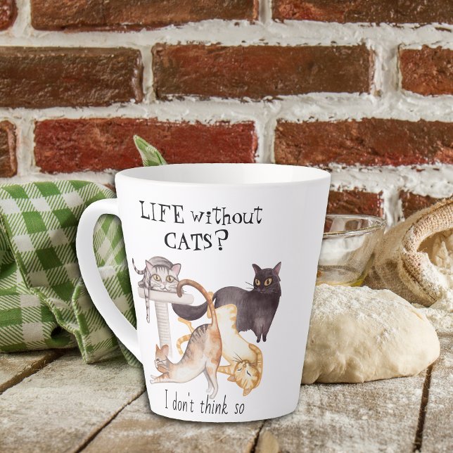 Taza De Café Latte Una vida corta sin gatos (Subido por el creador)