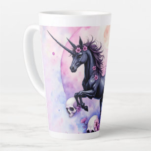 Taza De Café Latte Unicornio a la luz de la luna entre rosas olvidada
