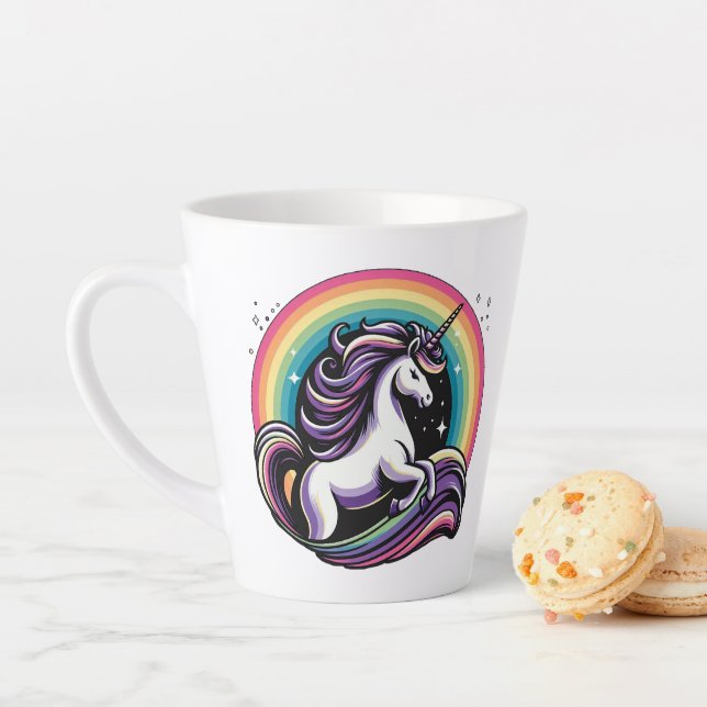 Taza De Café Latte Unicornio Arcoíris (In situ)