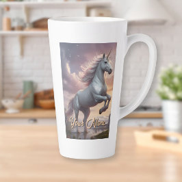 Taza De Café Latte Unicornio blanco místico personalizado