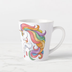 Taza De Café Latte Unicornio con colores de nombres personalizados