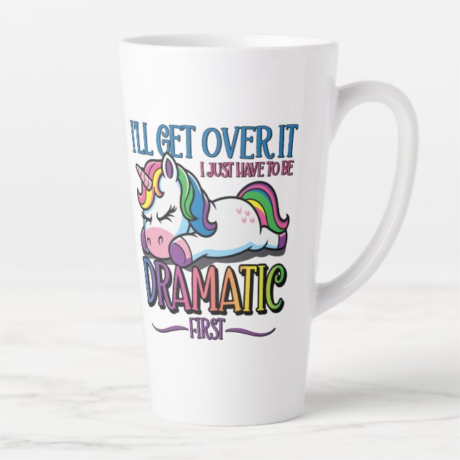 Taza De Café Latte Unicornio dramático (Derecha)