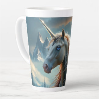 Taza De Café Latte Unicornio místico en montañas encantadas
