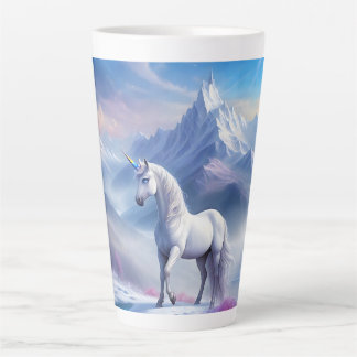 Taza De Café Latte Unicornio místico en un mágico reino de la fantasí