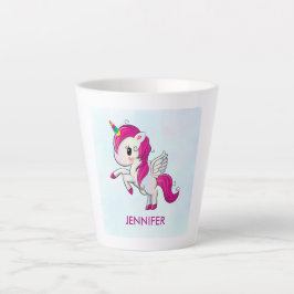 Taza De Café Latte Unicornio rosado con alas