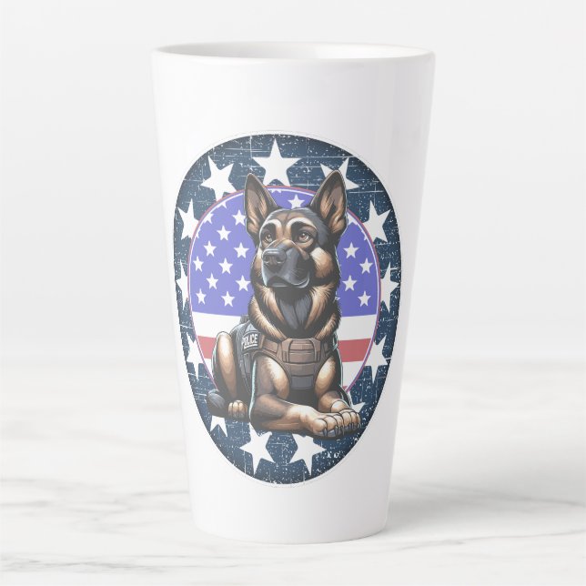 Taza De Café Latte Unidad de perro militar K9 de la policía (Anverso)