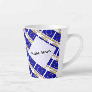 Taza De Café Latte Unión Europea y bandera de la UE personalizada con