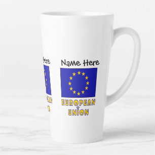 Taza De Café Latte Unión Europea y Bandera de la UE Personalizadas
