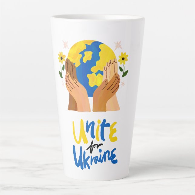 Taza De Café Latte Unión Global por Ucrania (Anverso)