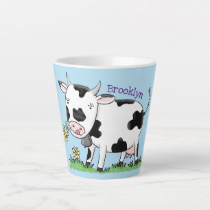 Taza De Café Latte Vaca corta en ilustracion personalizado de campo v