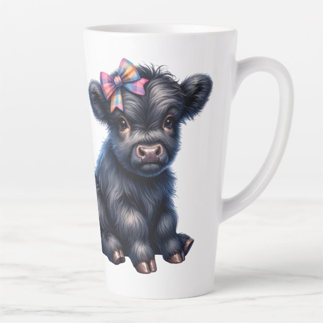 Taza De Café Latte Vaca Highland linda (Derecha)