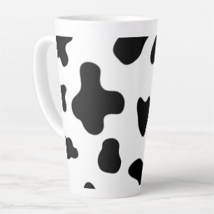 Taza De Café Latte Vaca moderna hermosa en blanco y negro