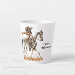 Taza De Café Latte Vaca Negra de Halloween Esqueleto de Caballo Occid