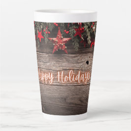 Taza De Café Latte Vacaciones felices de Rustic Neon