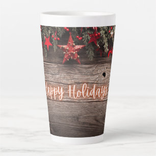 Taza De Café Latte Vacaciones felices de Rustic Neon