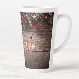 Taza De Café Latte Vacaciones felices de Rustic Neon