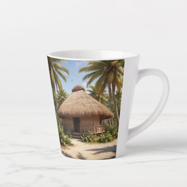 Taza De Café Latte Vacaciones tropicales (Derecha)