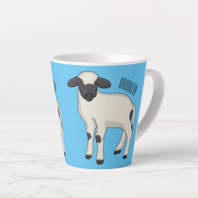 Taza De Café Latte Valais Blacknose ilustracion personalizado ovino (Ángulo derecho)