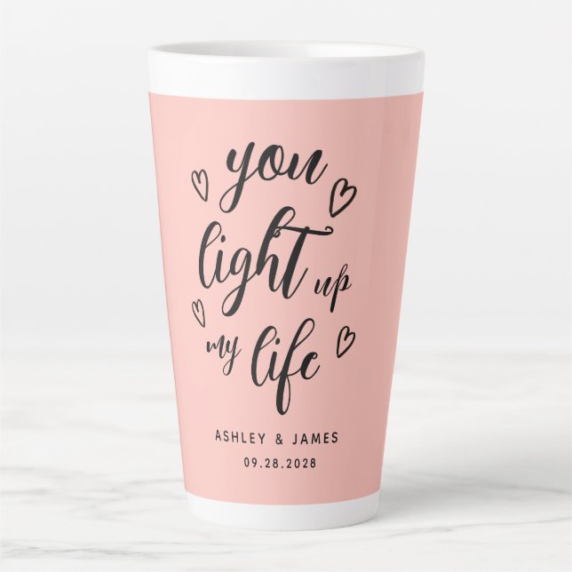 Taza De Café Latte Valentine, enciende mi rosa de vida (Anverso)