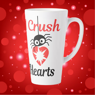 Taza De Café Latte Valentine I Crush Hearts Araña linda  