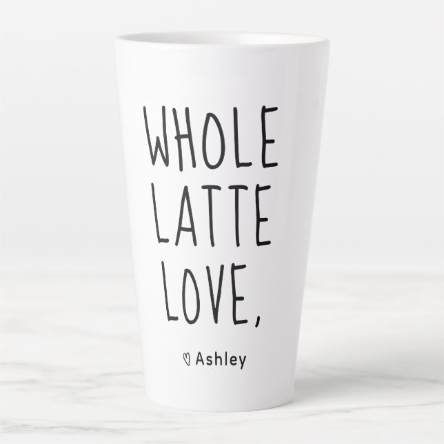 Taza De Café Latte Valentine Lotta entera ama el guión negro (Anverso)