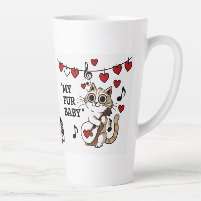 Taza De Café Latte Valentine's Fur Baby Latte Mug (Derecha)