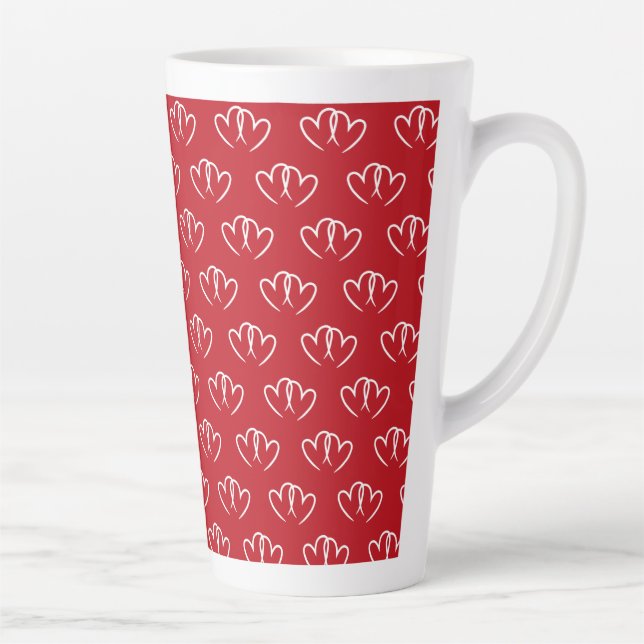 Taza De Café Latte Valentinstag, zwei weiße Herzen -  (Derecha)