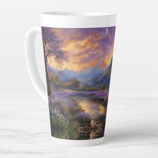 Taza De Café Latte Valle de Lavender al amanecer (Ángulo izquierdo)
