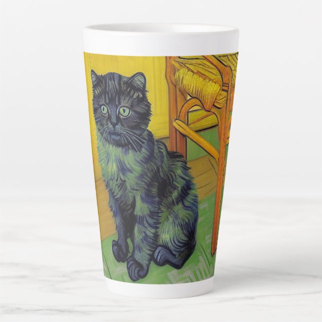 Taza De Café Latte Van Gogh Black Cat (Anverso)