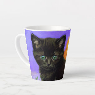 Taza De Café Latte Van Gogh Black Kitten con girasoles