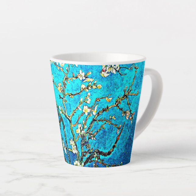 Taza De Café Latte Van Gogh - Ramas con almendros (Ángulo derecho)
